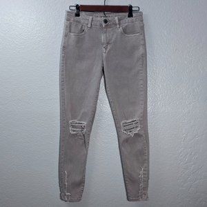 AEO Gray/Lavender Low/Mid Rise Distressed Jegging Sz 8R